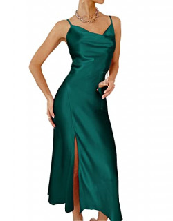 SCHUGSEA Women's Satin Sexy Night Out Dress Bodycon Slip Formal Dresses