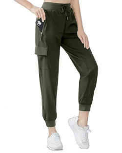 BirdSuite Women's Hiking Cargo Pants Elastic Lightweight Quick Dry Joggers Water Resistant with Pockets for Athletic Workout Lounge Casual Outdoor (Long-Army Green, M)