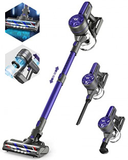 Cordless Vacuum Cleaner, Cordless Vacuum with 5 Stages High Efficiency Filtration, 2200mAh Powerful Lithium Batteries, Up to 30 Mins, 4 in 1 Lightweight Vacuum Cleaner for Hardwood