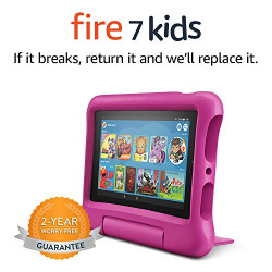 Fire 7 Kids tablet, 7  Display, ages 3-7, 16 GB, (2019 release), Pink Kid-Proof Case