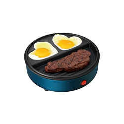 Kerilyn 8 Mini Electric Round Griddle, Nonstick Griddle With One-Button Switch Design, Easy And Fast To Make Breakfast, For Pancakes, Eggs, Steaks, Breakfast Sandwiches (Blue)
