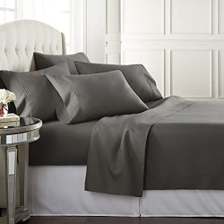 Danjor Linens California King Size Bed Sheets Set - 1800 Series 6 Piece Bedding Sheet & Pillowcases Sets w/ Deep Pockets - Fade Resistant & Machine Washable - Grey