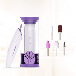 TOUCHBeauty Cordless Nail File Drill with Led Lights, Electric Manicure Set for Women Natural Toenails Fingernails Sander Buffer Polish Battery Operated Purple