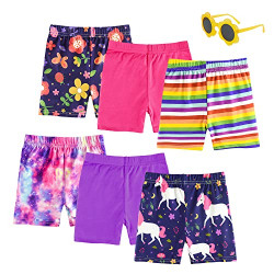 slaixiu 6-Pack Girls Dance Shorts Printed Bike Shorts Breathable and Safety Athletic Girls Shorts 4-10 YearAUS-6SET4-150