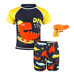 ZukoCert Boys' Swimwear Kids Long Sleeve Two Piece Rash Guard UPF 50+ Sun Protection in 3-10 Years Rash Guard for BoysBS100-HBKL_XL
