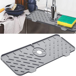 kitchen sink splash faucet guard - Silicone Faucet Handle Drip Catcher Mat - Faucet Mat For Kitchen Sink - Sink Protectors For Kitchen Sink,Bathroom & Countertop(Grey)