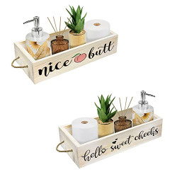 Cocomong Bathroom Decor Box,Funny Toilet Paper Holder,Rustic Farmhouse Wood Bathroom Decor,Modern Bathroom Organizer Over Toilet for Home Decoration White