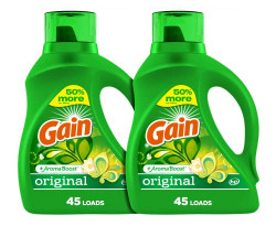 Gain Laundry Detergent Liquid Soap Plus Aroma Boost, Original Scent, He Compatible, 90 Loads Total, 65 Fl Oz (Pack Of 2)