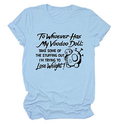 Women's Daily T-Shirt Casual Funny Short Sleeve Top Blue