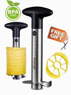 Pineapple Corer and Slicer Tool Combo [Reinforced sharp blades & Heavy duty & Durable ] , Yhtawoo Pineapple Cutter Corer Peeler , Stainless Steel Decorer Fruit Knife,Easy Core Remover