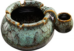 Ashtray,Ceramic Outdoor Ashtray for Cigarettes Ash Tray with Decorations for Home,Smokeless Ashtrays For Cigarettes,Weed Trays And Accessories,Cool Ashtrays And Glass Pipes For Weed Smoking(Green)