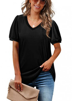 WEESO Womens Tops Puff Sleeve Shirts for Women Loose Fit S