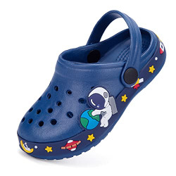 XPKWS Kids Clogs Boys Girls Garden Shoes Cartoon Slide Beach Slippers Quick Dry (Navy, 9 Toddler / 26)