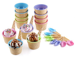 Greenco Ice Cream Bowls and Spoons - Ice Cream Cups for birthday party decorations, Set of 12 Vibrant Colors