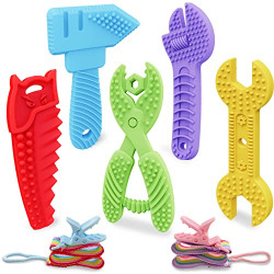 Teething Toys for Babies 12 Months, Baby Teething Toys Set, Silicone Baby Chew Toys Molar Teether, Soothe Babies Sore Gums, Baby Teething Toys Gifts for Boys Girls (7 Pack)