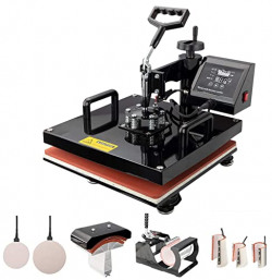 Heat Press Machines 15x15 Inch 8 in 1 Digital Multifunctional 360 Degree Swing Away T-Shirt Sublimation Transfer Printer for T Shirts/Mug/Hat/Cap/ Plate Press