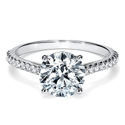 Ring for Women, FCINOS S925 Sterling Silver Ring 1 CT D Color VVS1 Clarity Round Cut Solitaire Moissanite Engagement Ring with Four Prongs, Halo Promise Wedding Anniversary Diamond Bands, Size 7