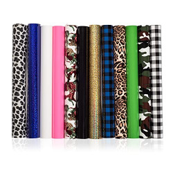 Heat Transfer Vinyl 10  x 12 -12 Sheets 12 Popular Colors Iron On Vinyl HTV Bundle for Heat Press Machines,Easy to Weed Adhesive Vinyl for Design DIY T-Shirt (Sheet 10)