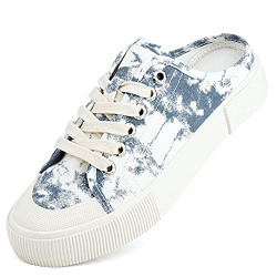 JENN ARDOR Women Slippers Shoes Slip On Mules Canvas Shoes Low Top Backless Walking Shoes