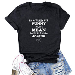 CHOSMOYI Women's Graphic T Shirt Not Funny Joking Short Sleeve Top Tee Black