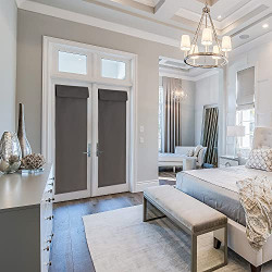 FANSHENGTEX French Door Curtains with Silky Feel Thermal Insulated Noise Reducing Blackout Curtains for !@| Glass Door Office 26W x 69L Inch Dark Gull Grey 2 Panels