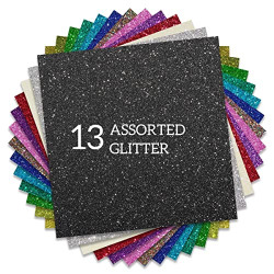 FANSGUAR Glitter HTV Heat Transfer Vinyl 12 x12  Bundle 13 Sheets Iron on Vinyl for T-Shirts !@|Gifts Design( Assorted)