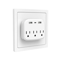 Wall Outlet Extender, Massway Multi Plug Outlet with USB Ports,USB Wall Charger Surge Protector,Wall Mount Power Strip for Home Office Travel