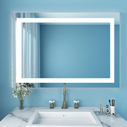 28*38 Backlit Mirror, Led Bathroom Mirror, Wall Mirror with Lights, Touch Dimmer, 3 Light Colors, 1 Thickness Metal Back Plate, Solid and Safe Enough for Wall Mounted