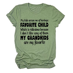 HHLE Women s Funny Tops My Kids Accuse Me Letter Printed Short Sleeve Graphic T Shirts Casual Blouse Top Summer Shirts olive Green Small,1-olive Green