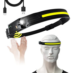 LED Headlamp Rechargeable FlashlightAll Perspectives Induction 230 Illumination with 5 Modes Motion Sensor Waterproof Headlamp Flashlight for Camping Hiking Fishing Running