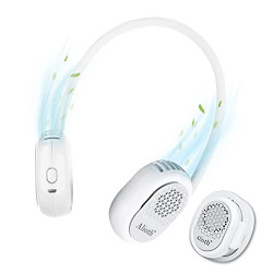 Alioth Portable Neck Fan - Hands Free, Bladeless, 360 Rotatable Battery Operated Wearable Personal Fan, 3 Speeds Cooling, Rechargeable, Leafless, Headphone Design, Mini USB Powered Desk Fan