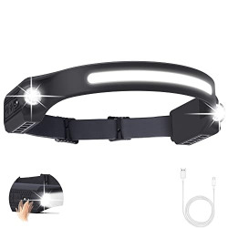 AlpsWolf LED Headlamp Rechargeable, 2 XPE LED and COB LED Head Lamp, Sensor Mode, 260 Wide Beam, IPX4 Waterproof, Rechargeable Headlight for Camping Accessories(1 Pack)