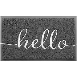 BeneathYourFeet Door Mat (30 x17.5 ,Grey), Durable Welcome Mat Low Profile Floor Mat Front Doormat Indoor Outdoor Door Rug Non Slip Rugs for Entryway, Patio, High Traffic Areas