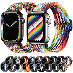 Atenzol Braided Watch Bands Elastic Solo Loop Compatible for Apple Watch 7/6/SE/5/4/3/2/1, with Adjustable Buckle, Stretchy Sport Wristband for iWatch 38mm 40mm 41mm 42mm 44mm 45mm, Women/Men, 2 Packs (Rainbow+Pride Edition, 38mm 40mm 41mm)