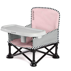 Summer Infant Pop n Sit SE Booster Chair, Sweet Life Edition, Booster Seat for Indoor/Outdoor Use  Fast, Easy and Compact Fold, Bubble Gum Color