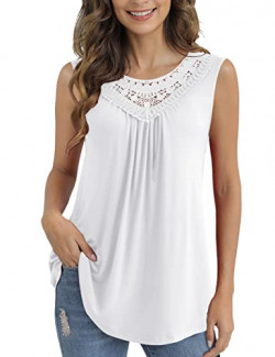 a.Jesdani Womens Plus Size Tank Tops Lace Sleeveless Summer Tops Casual Tunic Blouese White, 3XL