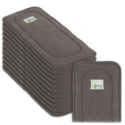 Naturally Natures Cloth Diaper Inserts 5 Layer Charcoal Bamboo Reusable Liners for Cloth Diapers (Pack of 12) (Grey)