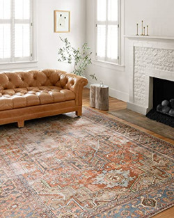 Loloi II Loren Collection LQ-15 Terracotta / Sky, Traditional 5'-0  x 7'-6  Area Rug