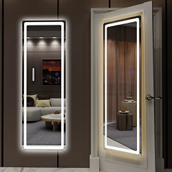 EVDINO 47 x15  LED Lighted Wall Mounted Mirror, Full-Length Mirror with Lights, Over The Door Hanging Mirror, Vanity Makeup Dressing Body Mirror for Bedroom Cloak Room