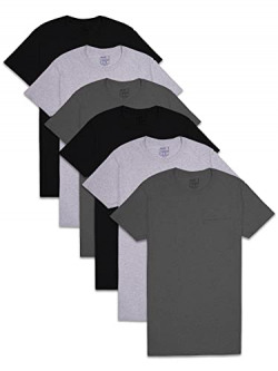 Fruit of the Loom Men's Short Sleeve Pocket T-Shirt, 6 Pack-Assorted Colors, Medium
