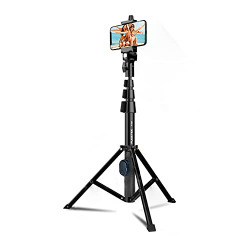 Fugetek 51  Professional Selfie Stick Tripod, 100% All Aluminum Stick & Legs, Lightweight, Bluetooth Remote, Portable All in One, Compatible with iPhone & Android, Non Skid Feet, Black