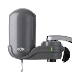 PUR PLUS Faucet Mount Water Filtration System, Gray  Vertical Faucet Mount for Crisp, Refreshing Water, FM2500V