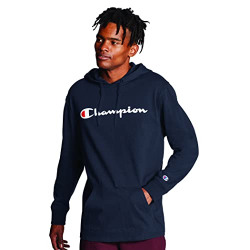 Champion mens Long Sleeve T-shirt Hoodie, Script Logo Hooded Sweatshirt, Navy-549921, Medium US