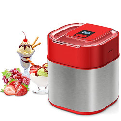 Ice Cream Maker Machine for Home, 1.5 Quart Stainless Steel Homemade Electric Ice cream Makers Countertop with Countdown Timer & LED Display, Automatic Frozen Yogurt, Sorbet for Kids Home
