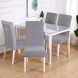 NIBESSER Chair Covers for Dining Room, Stretch Spandex Kitchen Chair Covers Removable Washable Chair Slipcover Elastic Parsons Chair Protector Slipcover for Hotel, Ceremony(Gray, Set of 4)