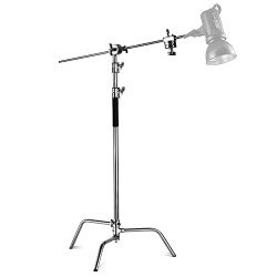 Neewer Pro 100% Stainless Steel Heavy Duty C Stand with Boom Arm - Max Height 10.5ft/320cm Photography Light Stand with 4.2ft/128cm Holding Arm, 2 Grip Head for Studio Monolight, Softbox, Reflector