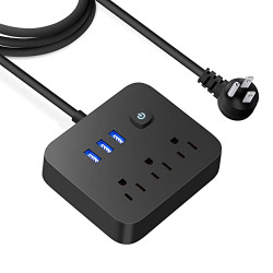 Power Strip Surge Protector with USB,Overload Protection Outlet Extender, 4 Feet Long Cord with 3 AC Outlets and 3 USB Charging Ports, Compact for Smartphone Tablets Home, Office, Hotel,900 Joules