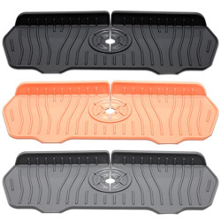 Spurtar Upgrade Sink Splash Guard, 3PCS Kitchenguard Silicone Faucet Handle Drip Catcher Mat, Self-draining Silicone Faucet Drip Catcher for Bathroom Countertop, Splash Guard for Diverse Faucets