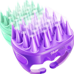 Shampoo Brush Scalp Massager Scalp Exfoliator for Dandruff Removal, Waterproof Shower Scalp Scrubber for Hair Growth, Soft Silicone Bristles, Easily Reach the Root of Thick Curly Hair - 2 Pack