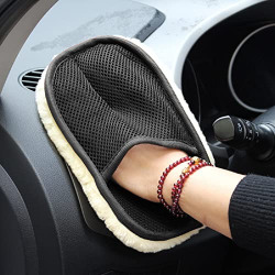 Wool Car Wash Gloves, Lint Free Scrubber High Density Car Wash Wool Glove Microfiber Wool Soft Automotive Car Washing Cleaning Glove Bear Claw Scratch Free Wash Polishing Waxing Mitt